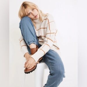 Madewell Pearldale Heather Oak Windowpane Turtleneck Sweater Sz XS